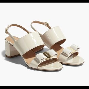 NWT Salvatore Ferragamo Giulia Bone Patent Leather Sandals 9B